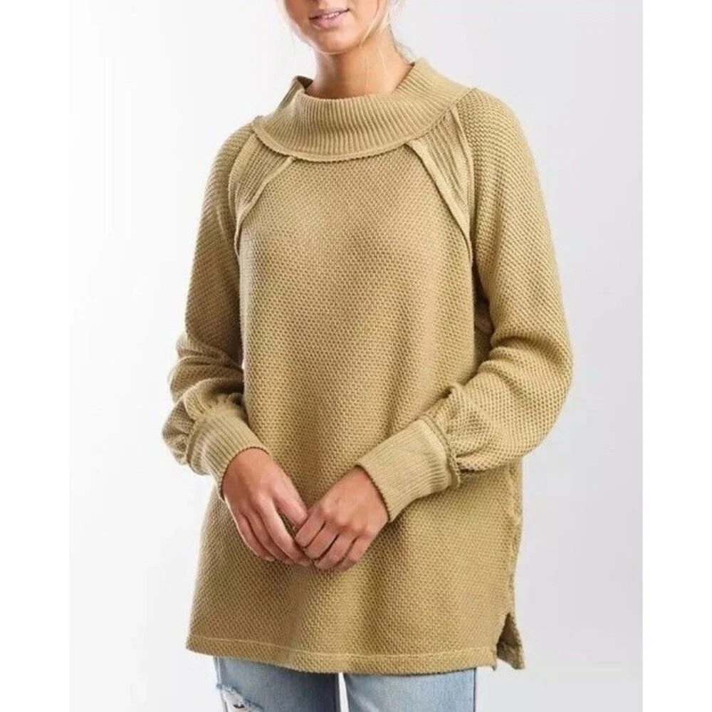We The‎ Free Tan She's a Keeper Oversized Lagenlook Top Tunic Women's SMALL